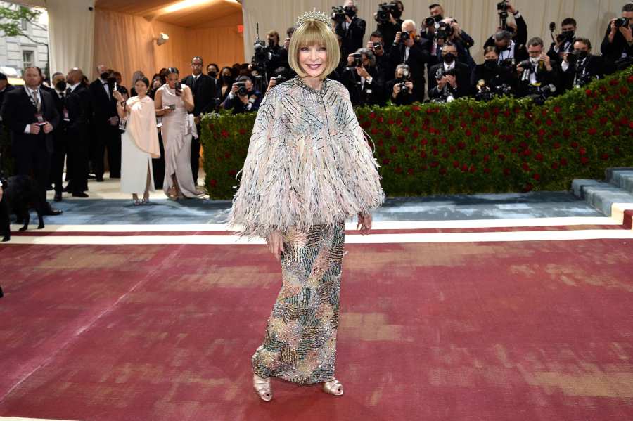 Met Gala Icon Anna Wintour Glitters in Feathery Flock Tiara on the 2022 Red Carpet Met Gala 2022 09