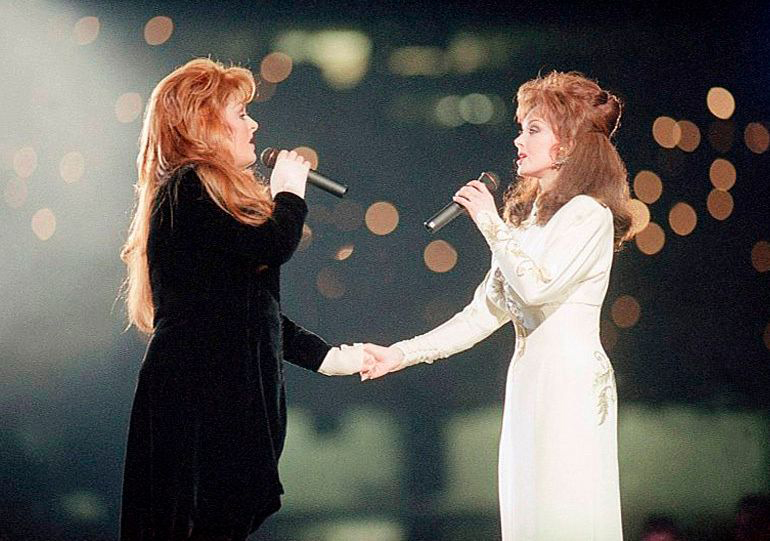 Naomi Judd With Daughters Wynonna Judd and Ashley Judd at the Super Bowl Halftime Show in 1994