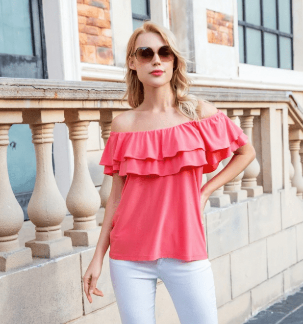 off-the-shoulder ruffled top
