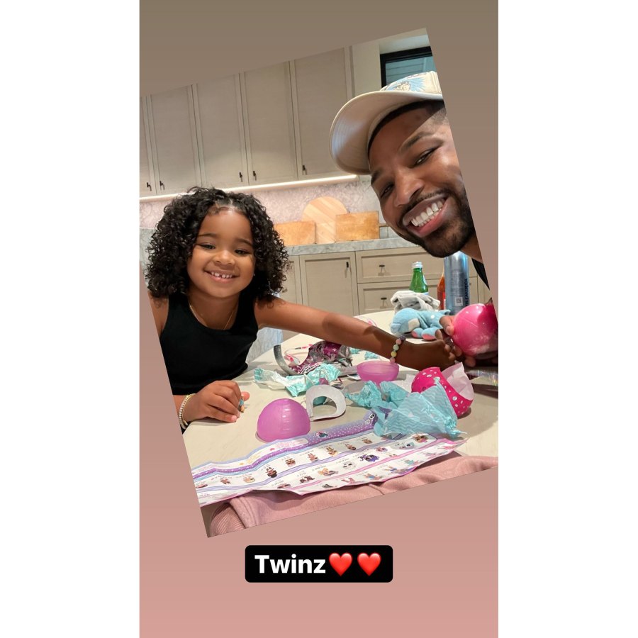 Tristan Thompson Twins With Daughter True While Khloe Kardashian Travels to Italy for Kourtney and Travis' 3rd Wedding