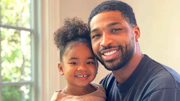Tristan Thompson Twins With Daughter True While Khloe Kardashian Travels to Italy for Kourtney and Travis' 3rd Wedding