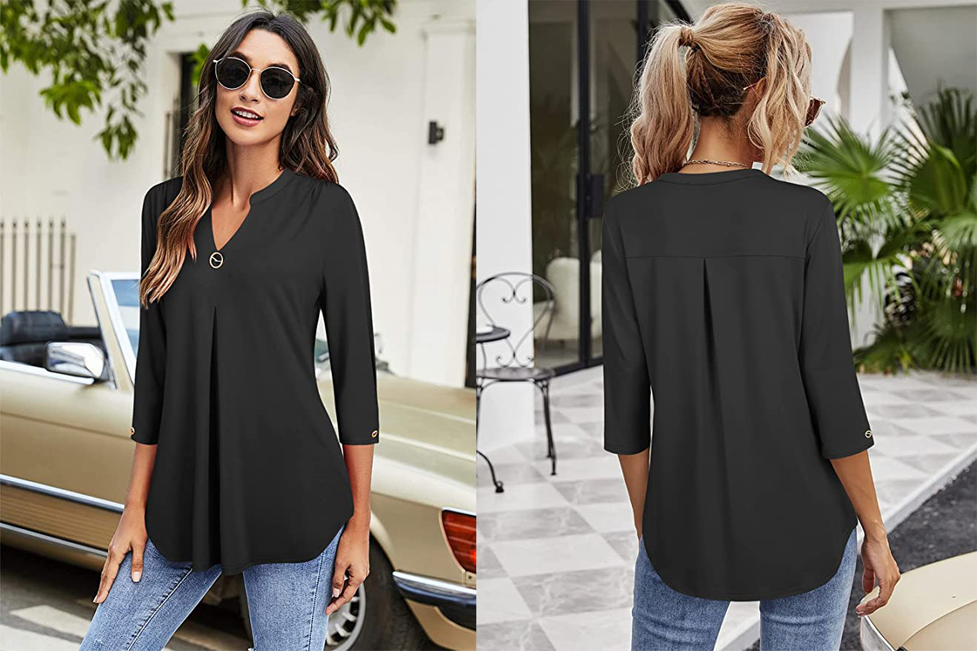 VALOLIA Women's Summer V-Neck Blouse