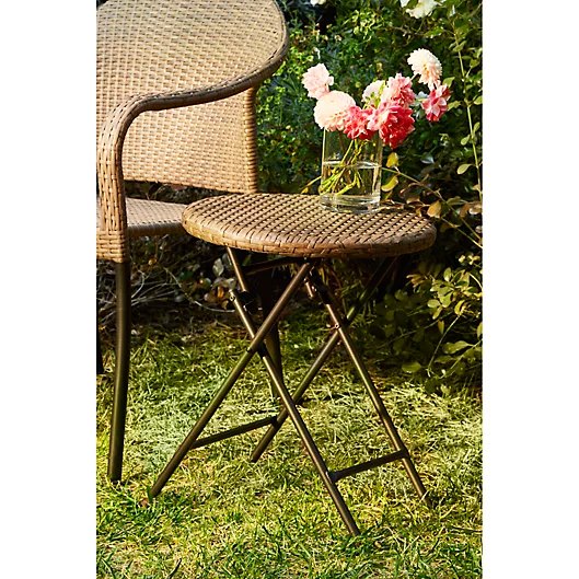 brown wicker accent table