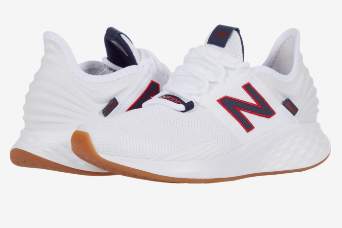 red white and blue New Balance sneakers