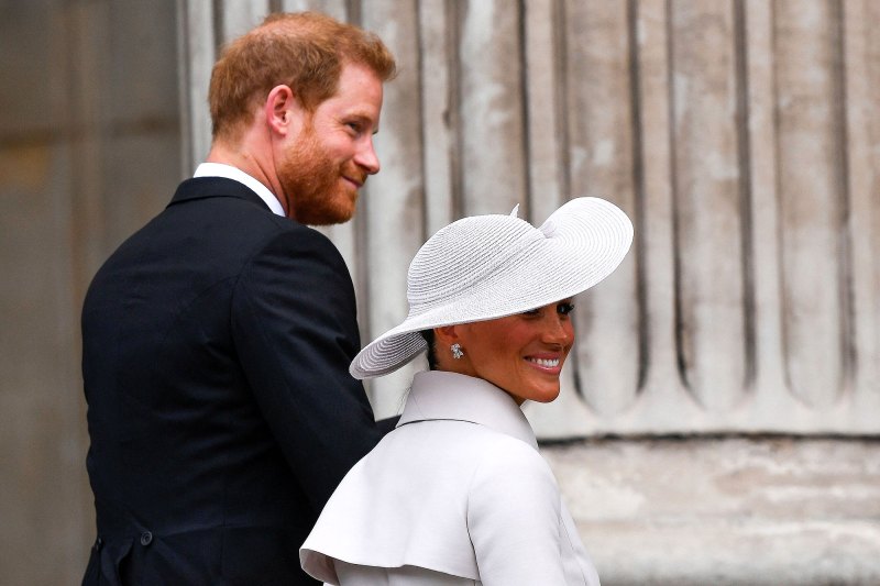All Smiles Prince Harry Meghan Markle Attend Thanksgiving Service for Queen's Jubilee
