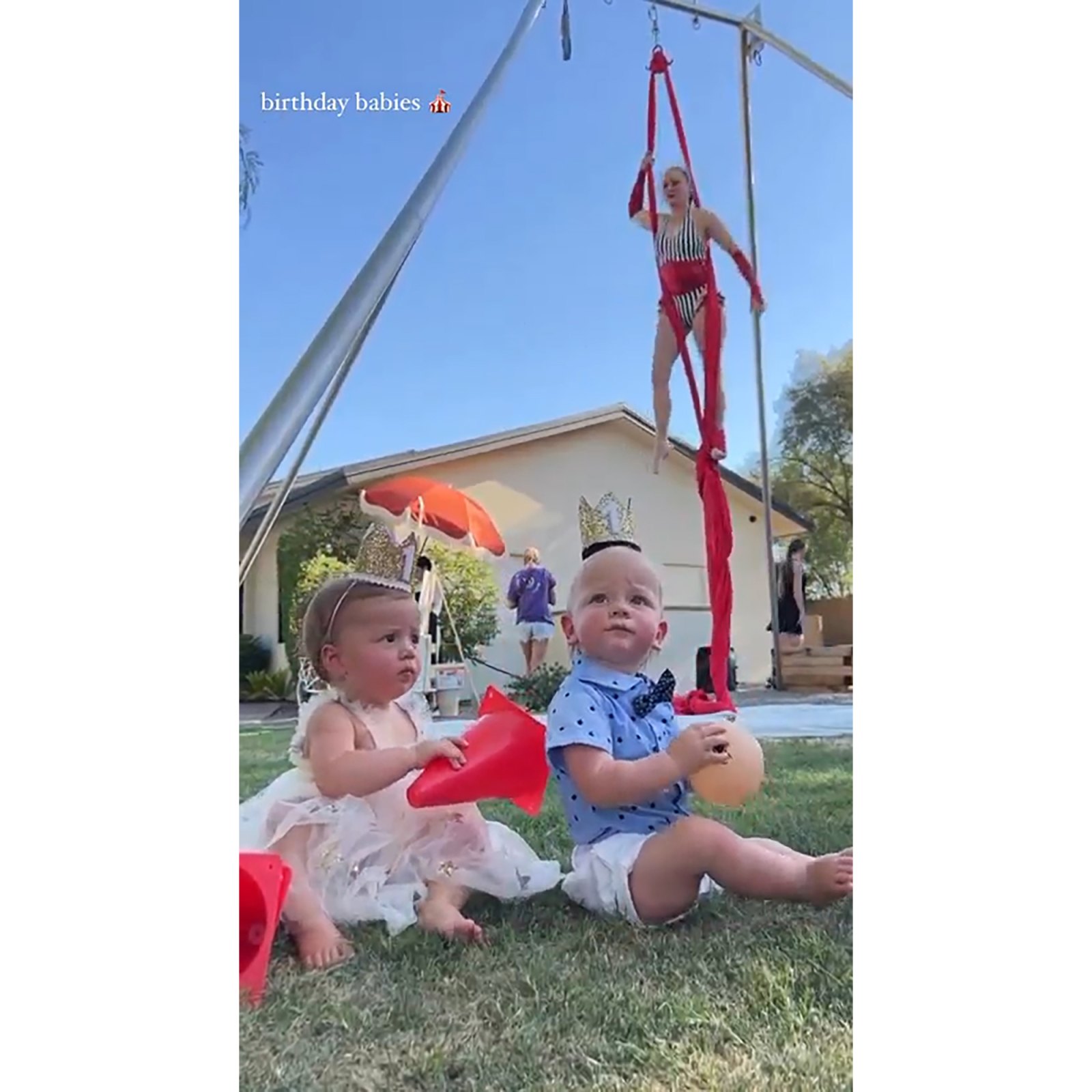 Arie Luyendyk, Jr. and Wife Lauren Burnham Throw Circus-Themed Birthday for Twins Lux and Senna's 1st Birthday: Photos