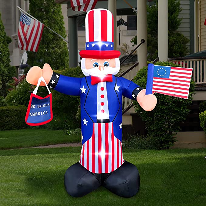 BLOWOUT FUN 7ft Inflatable 4th of July Patriotic Uncle Sam