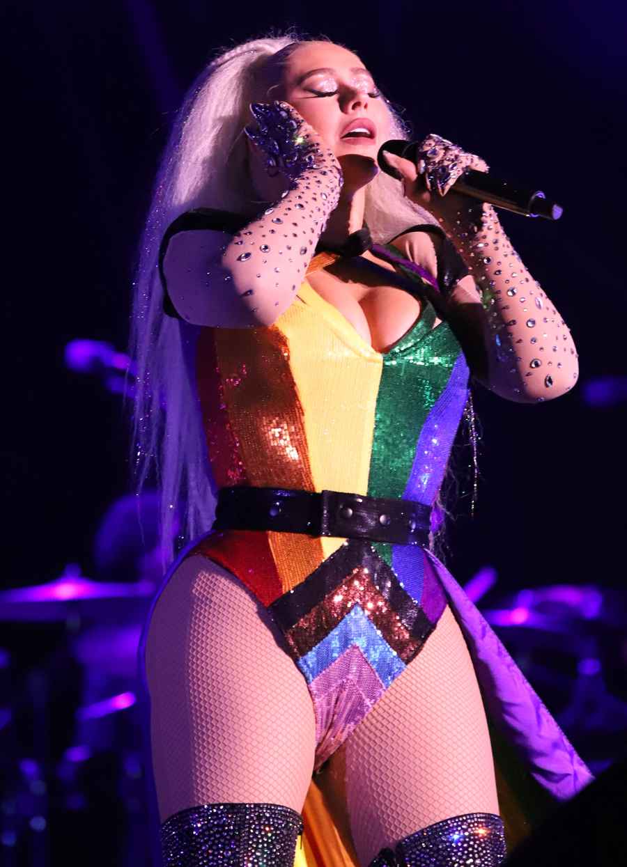 Christina Aguilera Outfit Changes at LA Pride Stripe