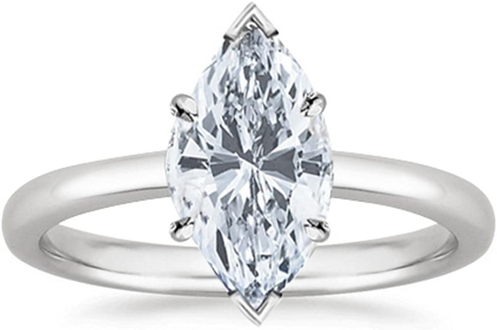 Houston Diamond District 14K White Gold 1.25 Carat Lab Grown Solitaire Marquise Cut Diamond Engagement Ring