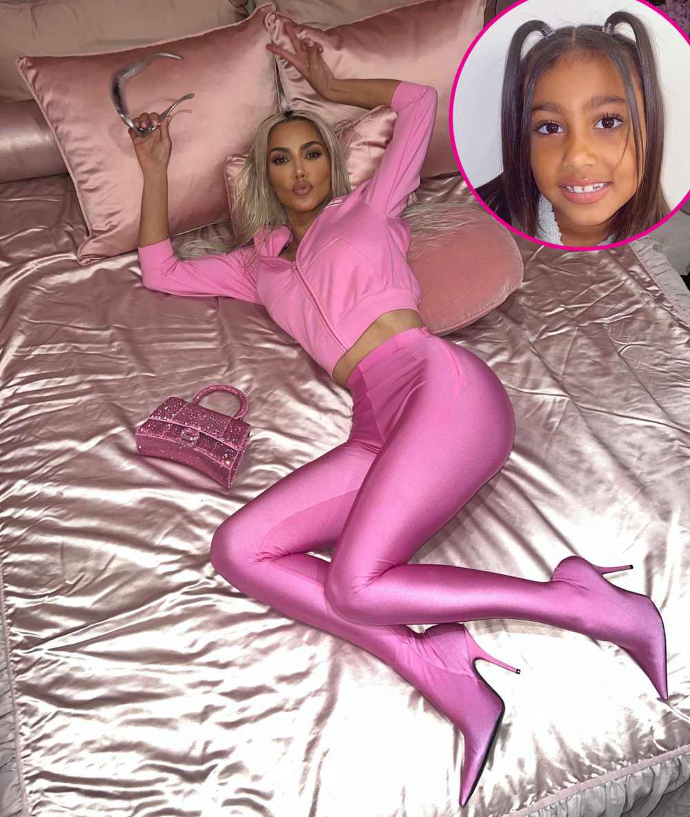 Kim Kardashian Shows Off All-Pink Outfit in Photos Taken by North
