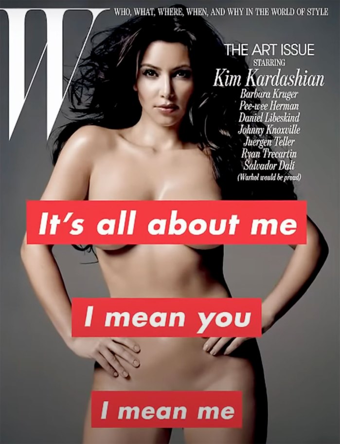 Kim reacting to the magazine photos in W magazine.