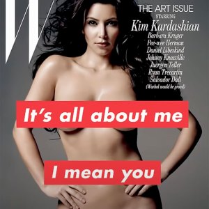 Kim reacting to the magazine photos in W magazine.