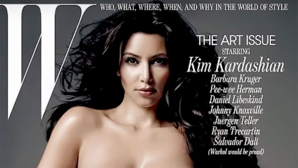 Kim reacting to the magazine photos in W magazine.