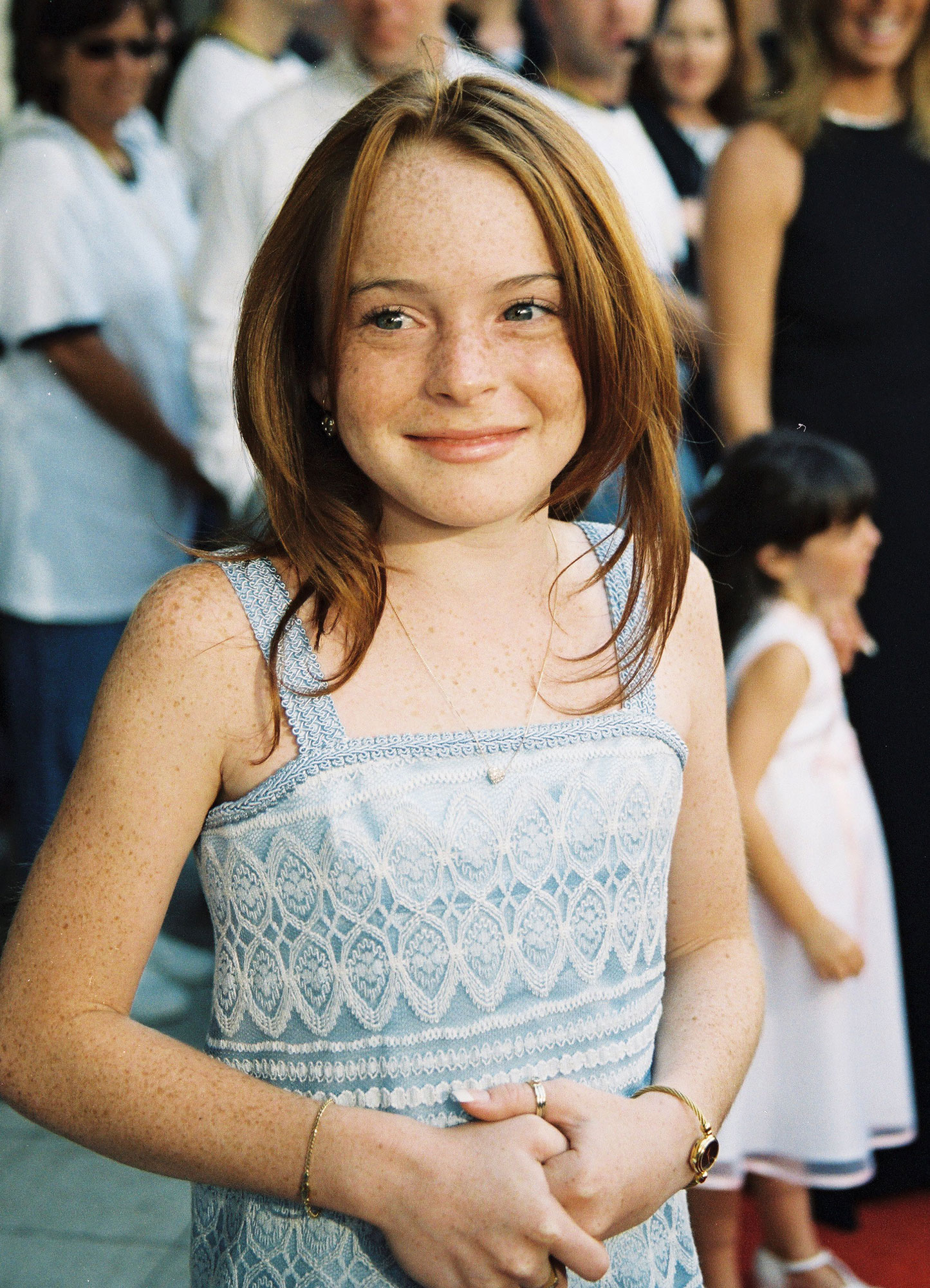 Lindsay Lohan's Face: How It's Changed blue dress