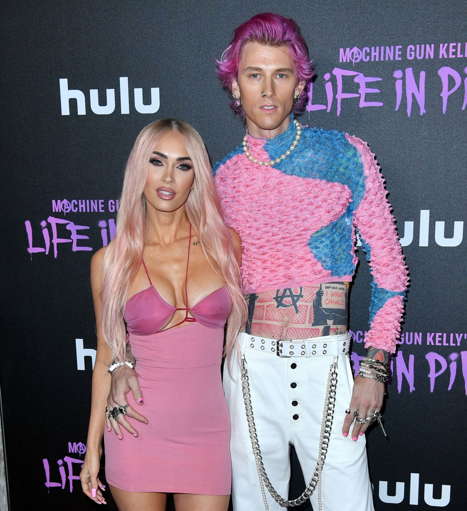 Megan Fox Goes Blonde with Pink Highlights for MGKs Life in Pink Premiere