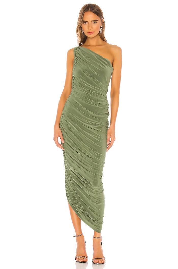 green ruched dress