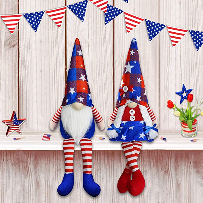 Partyprops 2Pcs 4th of July Patriotic Gnomes