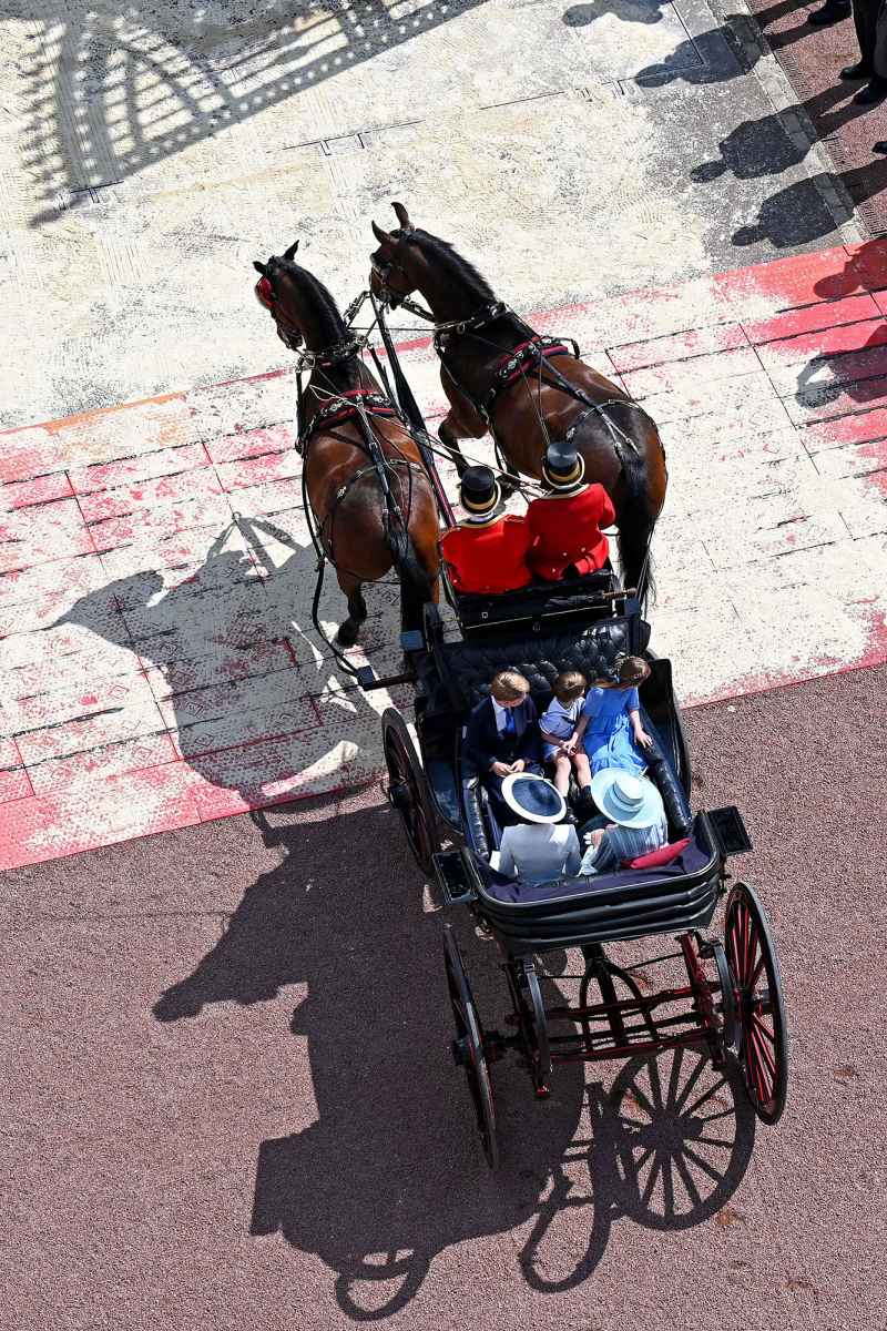 Princess Charlotte Prince Louis Prince George Kate Middleton Camilla Waving During Carriage Ride Trooping The Colour 12