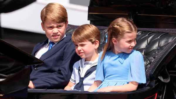Princess Charlotte Prince Louis Prince George Kate Middleton Camilla Waving During Carriage Ride Trooping The Colour 13