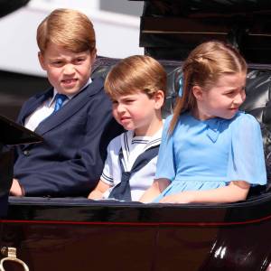 Princess Charlotte Prince Louis Prince George Kate Middleton Camilla Waving During Carriage Ride Trooping The Colour 13