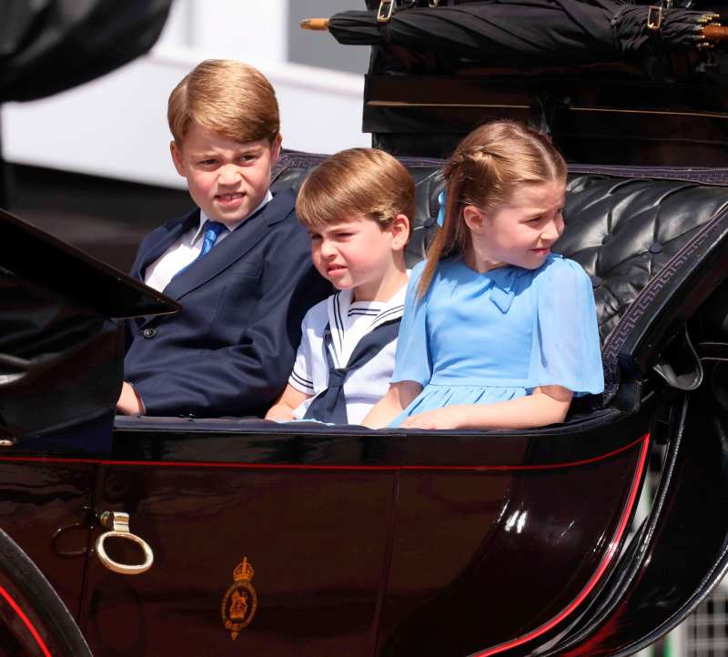 Princess Charlotte Prince Louis Prince George Kate Middleton Camilla Waving During Carriage Ride Trooping The Colour 13