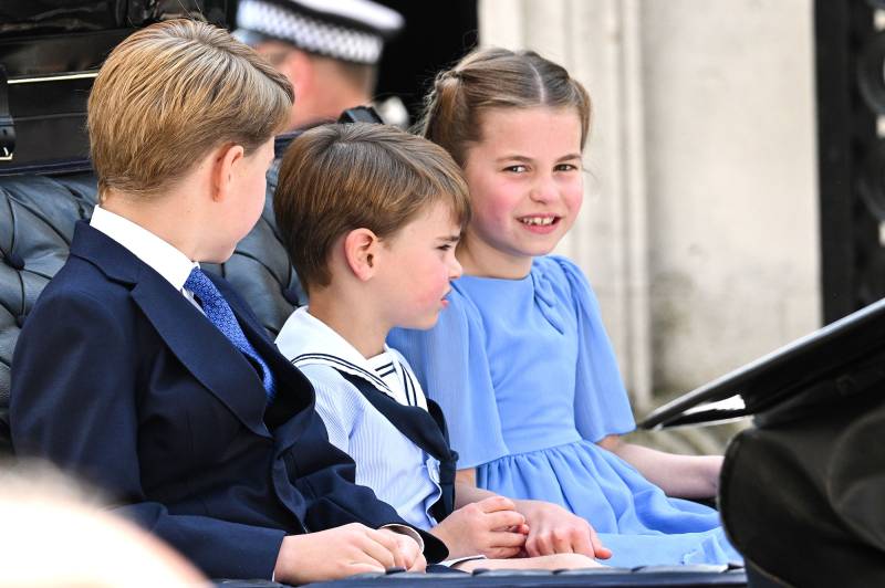 Princess Charlotte Prince Louis Prince George Kate Middleton Camilla Waving During Carriage Ride Trooping The Colour 6