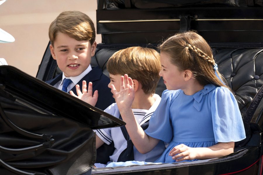 Princess Charlotte Prince Louis Prince George Kate Middleton Camilla Waving During Carriage Ride Trooping The Colour 9