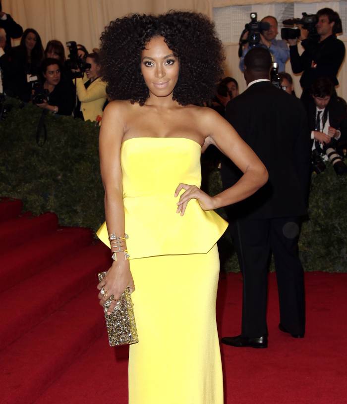 Solange Knowles Yelled at Rachel Roy Before Jay Z Fight at Met Gala After Party yellow gown 2012