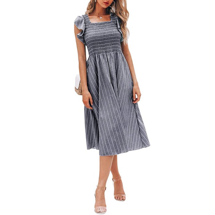 grey striped dress