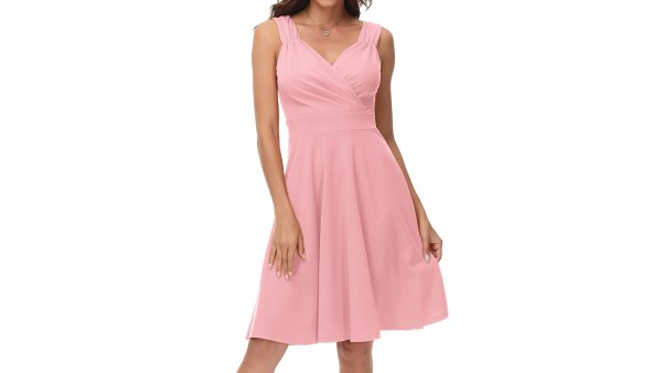 pink wedding guest dress