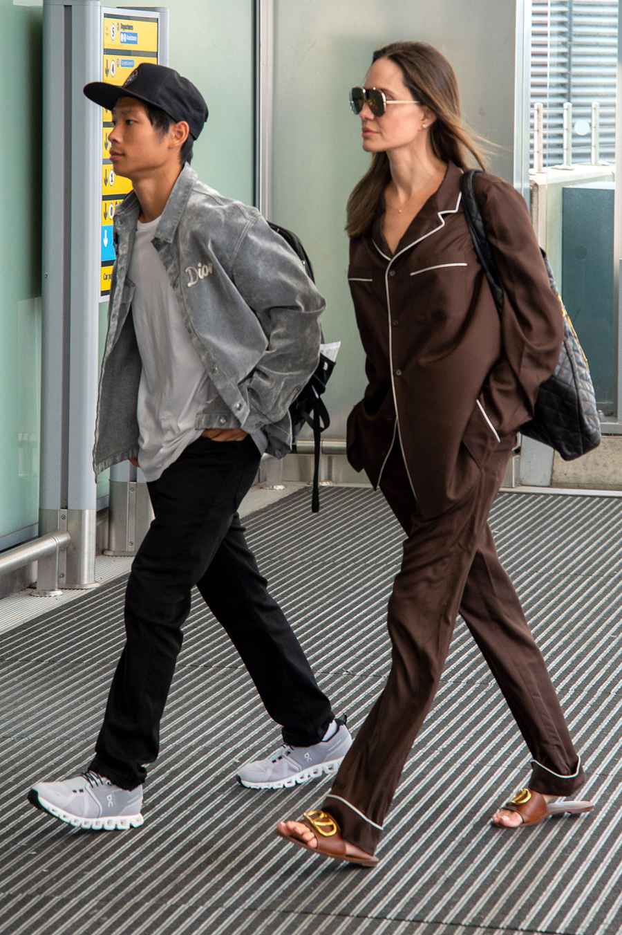 Angelina Jolie Wears Valentino PJs to the Airport 4