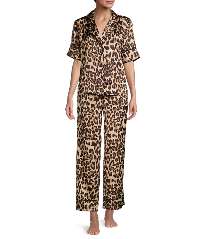 Apparis Bella Satin Leopard Print Pajama Set