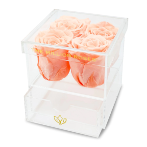The Million Roses Peach Roses In Rose Box With Drawer