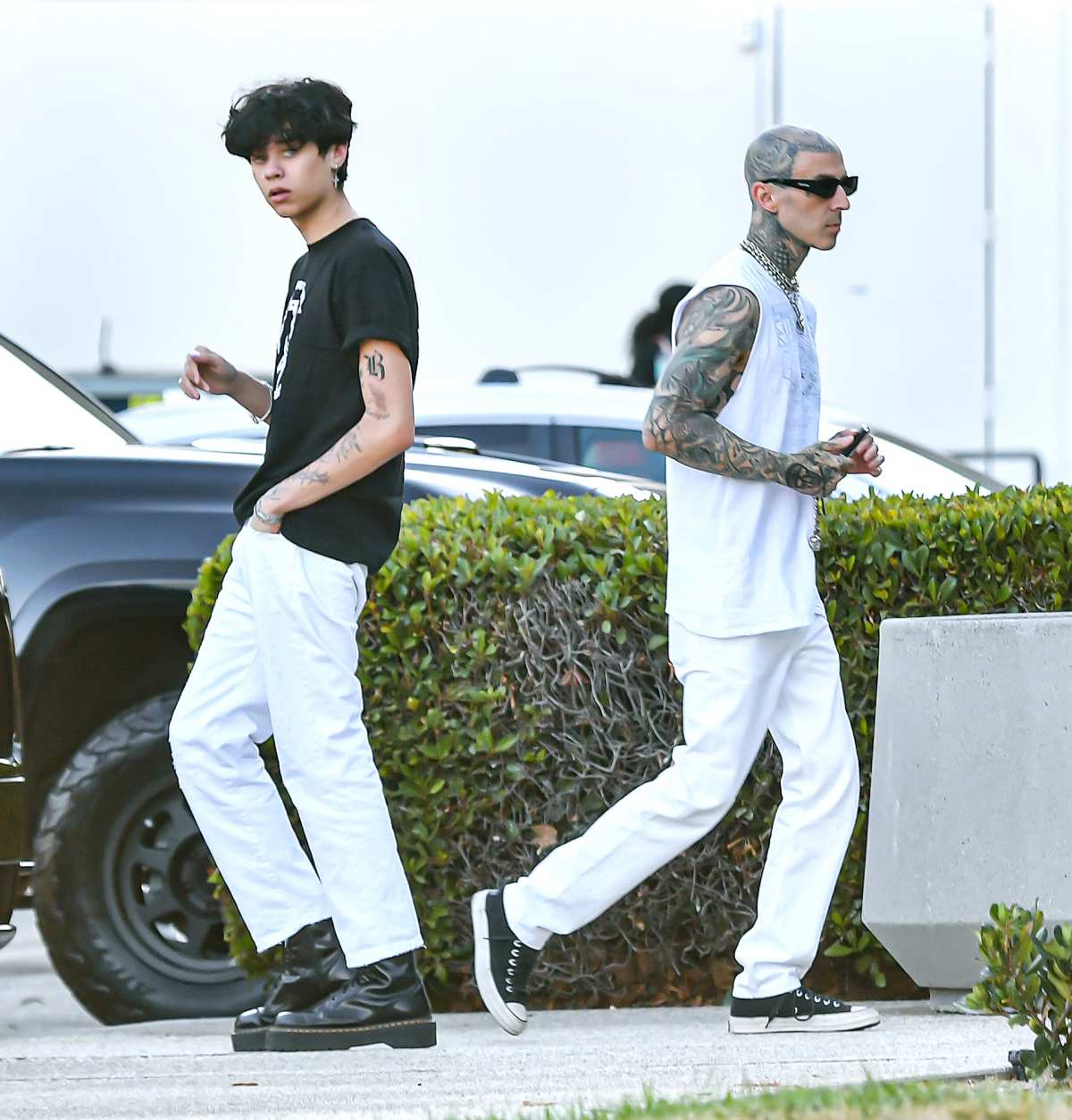 After a health scare, Travis Barker was spotted with his son Landon.