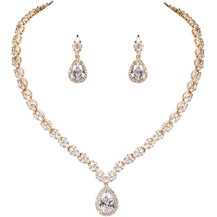 gold necklace and earrings set