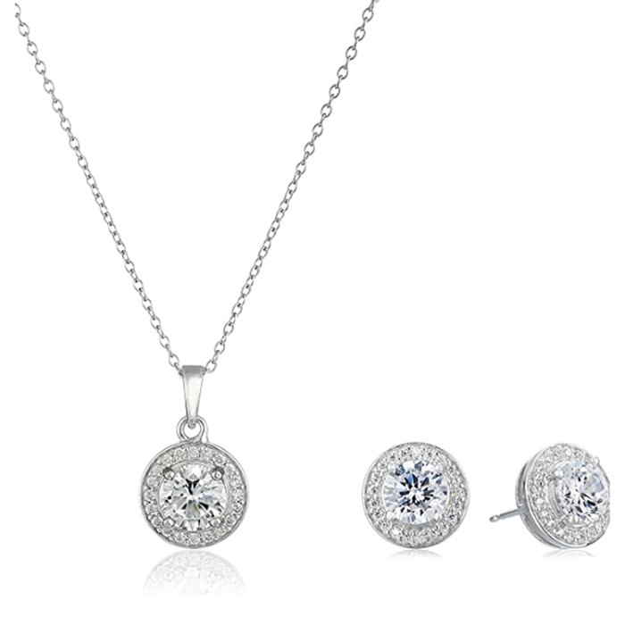 silver necklace and earrings set