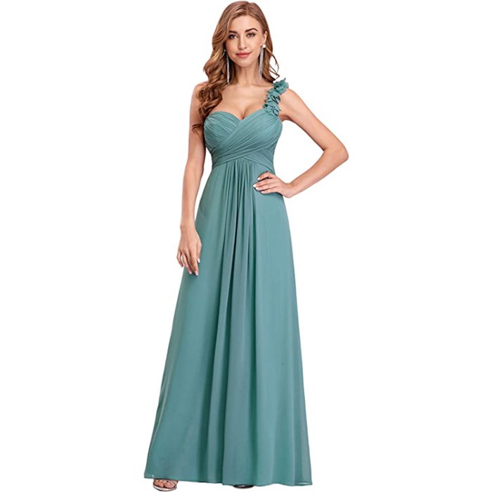 one-shoulder gown