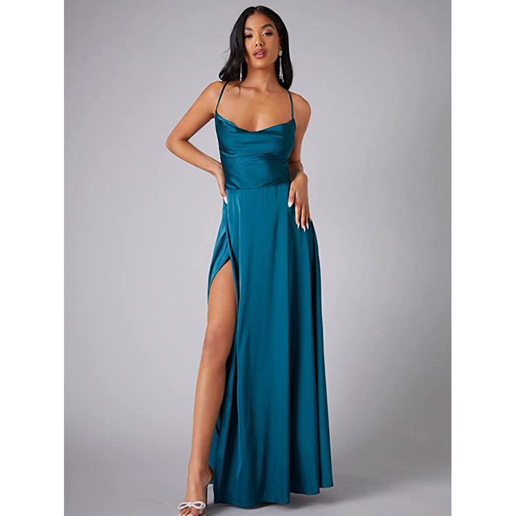 shiny slit dress