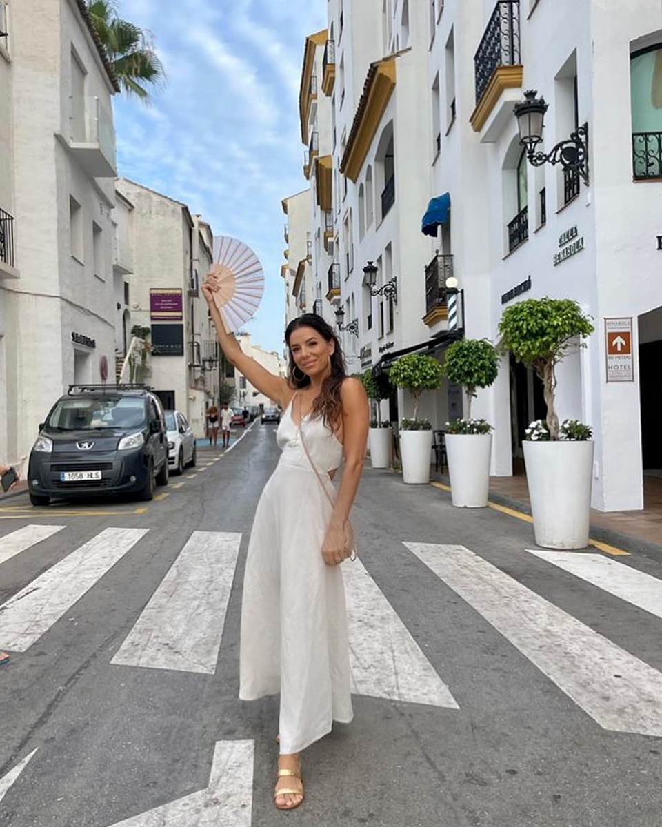 Eva Longoria Wows in a Cutout Maxi Dress on Vacation