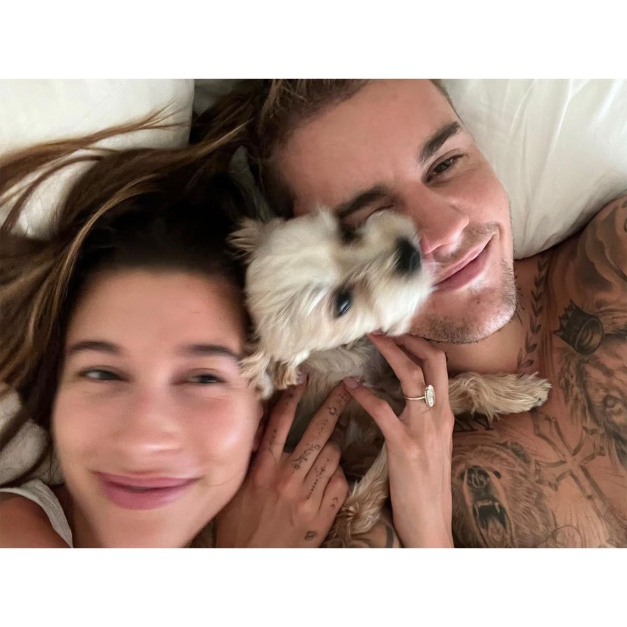 Family Snuggles! Justin and Hailey Bieber Share Sweet Snap With Their Dog