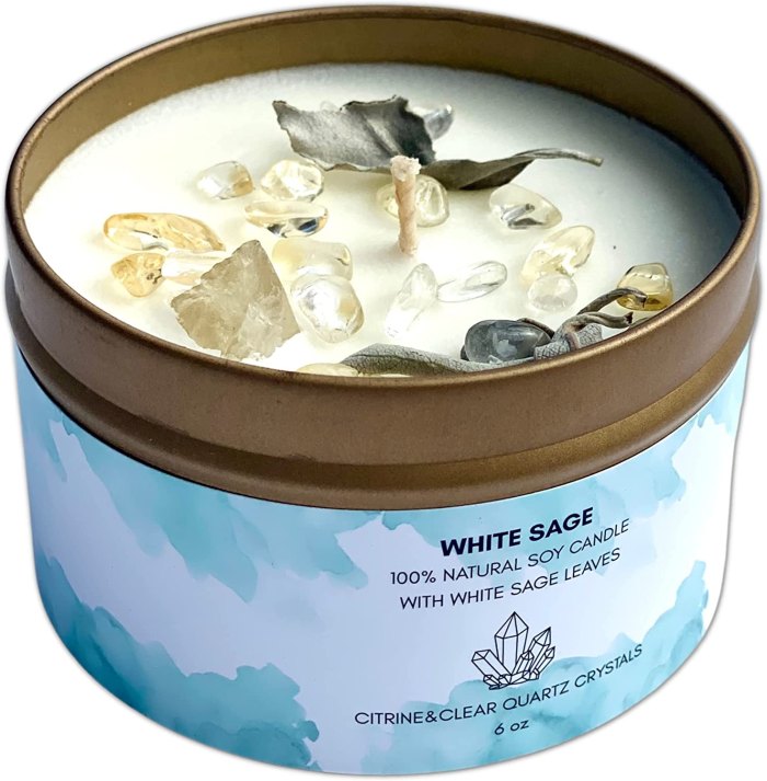 Picki Nicki White Sage Smudge Candle with Citrine Crystals