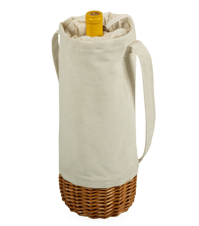 Picnic Time Malbec Insulated Canvas & Willow Wine Bottle Basket