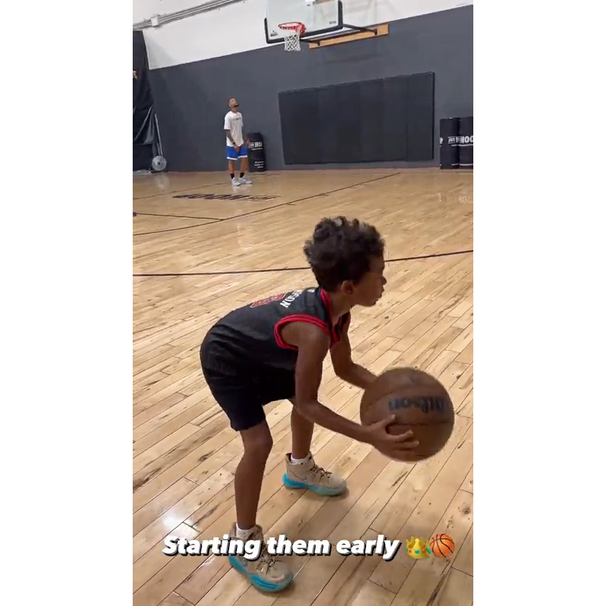 Tristan Thompson Plays Basketball With 5-Year-Old Son Prince: ‘Starting Them Early’