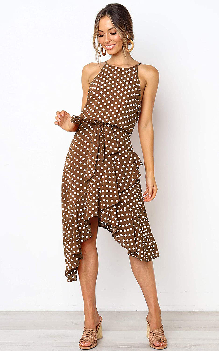 amazon-ecowish-brown-polka-dot-dress