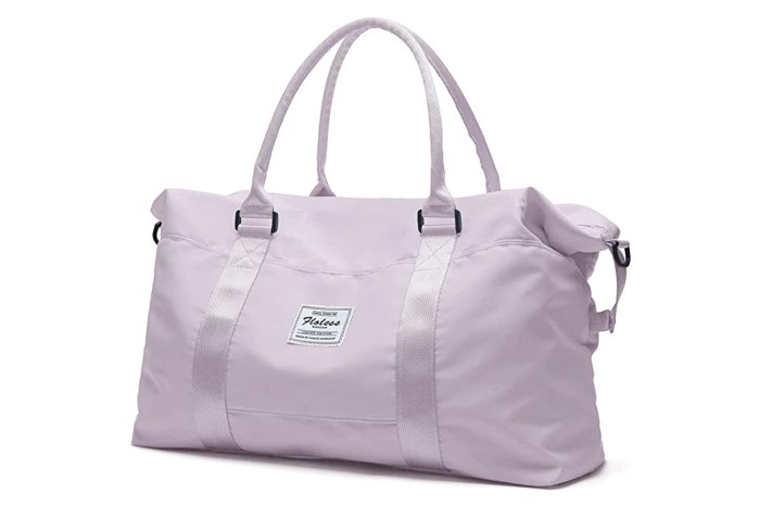 purple travel duffel bag
