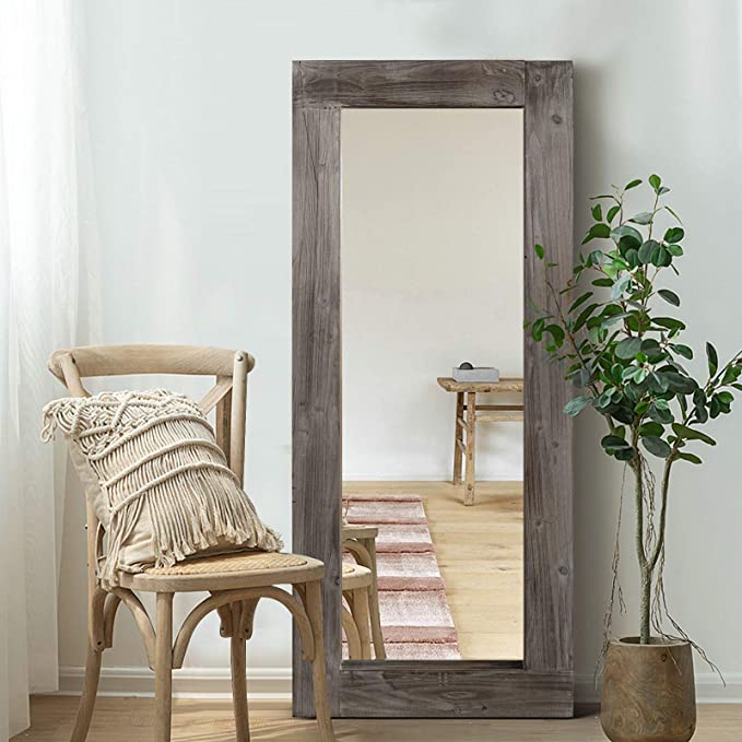 wooden frame floor mirror