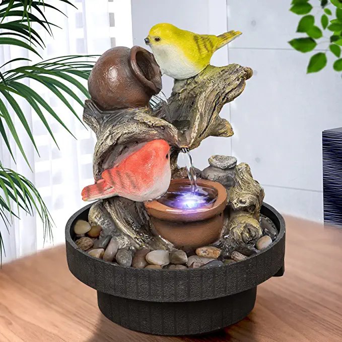 Portable Zen Meditation Waterfall Decoration with Pump & Power Adapter Moylor 3-Tier Indoor Tabletop Water Fountain 