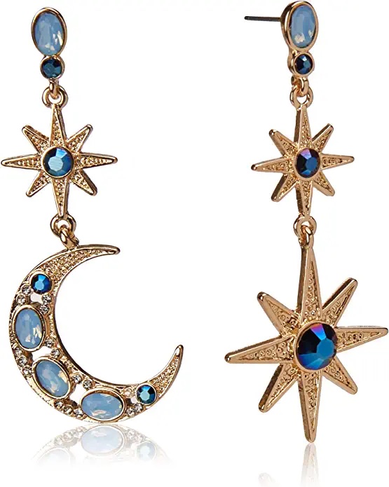 Betsey Johnson Celestial Moon and Star Drop Earrings