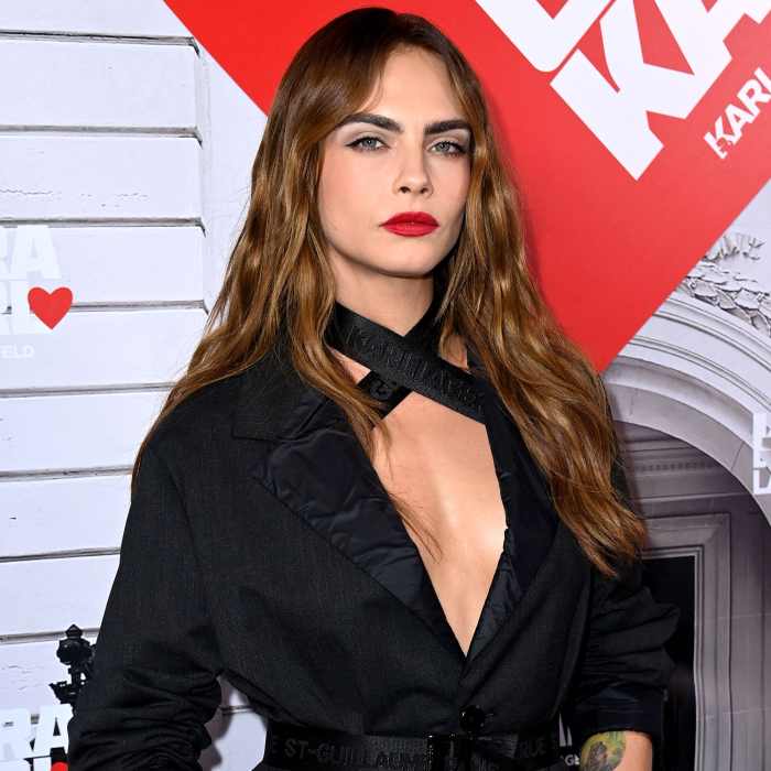 Cara Delevingne swoons in a blazer dress at the Cara Loves Karl event