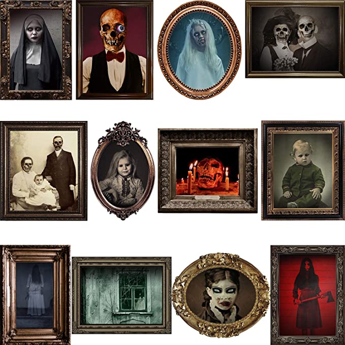 DUAIAI 12 Pieces Laminated Halloween Gothic Decor Poster Frames